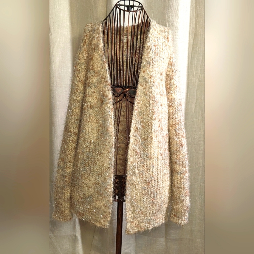 Maurice’s‎ Cardigan -  Beige/Cream/Gray/Silver Sparkle